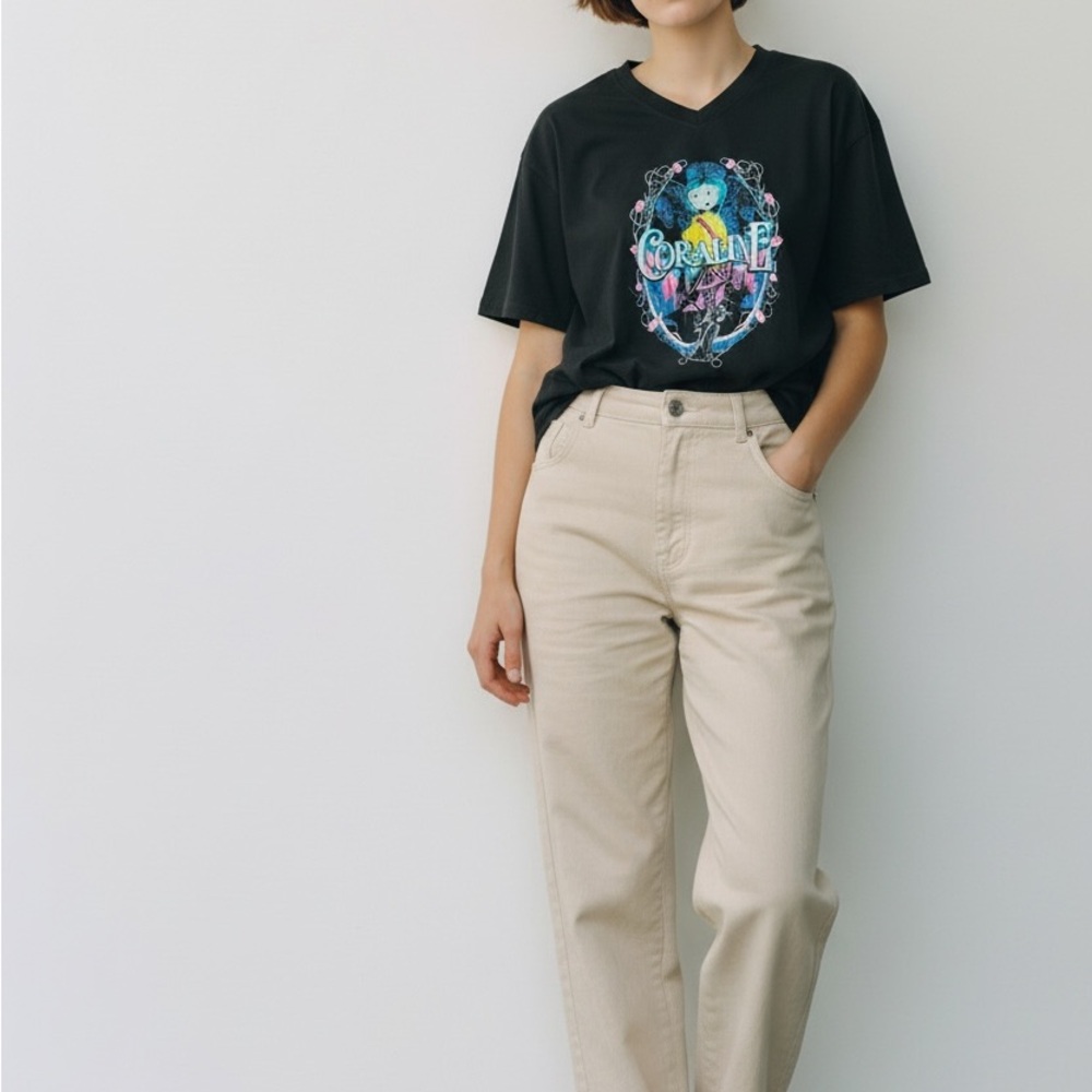Laika Coraline NWOT Black Graphic Short Sleeve Cotton Tee Medium